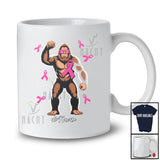 Personalized Custom Name Bigfoot Pink Ribbon; Lovely Breast Cancer Awareness Bigfoot; Women Family T-Shirt