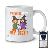 Personalized Custom Name Twinning With My Bestie; Adorable Halloween Twin Witch; Family T-Shirt