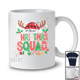 Personalized Custom Name Christmas Squad; Awesome Plaid Santa Reindeer; Snow X-mas Family T-Shirt