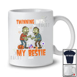 Personalized Custom Name Twinning With My Bestie; Adorable Halloween Twin Zombie; Family T-Shirt