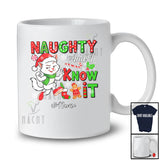 Personalized Custom Name Naughty And I Know It; Humorous Christmas Santa Cat Lover T-Shirt