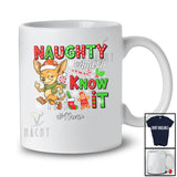 Personalized Custom Name Naughty And I Know It; Humorous Christmas Santa Chihuahua Lover T-Shirt