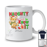 Personalized Custom Name Naughty And I Know It; Humorous Christmas Santa Corgi Lover T-Shirt