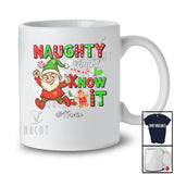 Personalized Custom Name Naughty And I Know It; Humorous Christmas Santa Gnome Lover T-Shirt