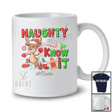 Personalized Custom Name Naughty And I Know It; Humorous Christmas Santa Reindeer Lover T-Shirt