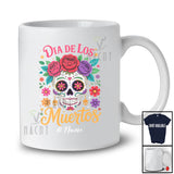 Personalized Custom Name Dia De Los Muertos; Floral Flower Sugar Skull; Mexican Proud Family T-Shirt
