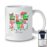Personalized Custom Name Elf Squad; Humorous Christmas Lights Elf Shoes Bowtie; Pajamas Family T-Shirt
