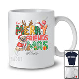Personalized Custom Name Merry Friendsmas; Adorable Christmas Friends Pug Owner Lover T-Shirt