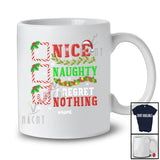 Personalized Custom Name Nice Naughty I Regret Nothing; Amusing Christmas List Santa T-Shirt