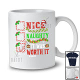 Personalized Custom Name Nice Naughty It Was Worth It; Amusing Christmas List Santa T-Shirt