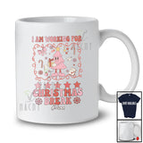 Personalized Custom Name Working For Christmas Break; Humorous Pink X-mas Tree 5 Star Teacher T-Shirt