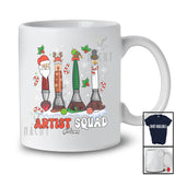 Personalized Custom Name Artist Squad; Lovely Christmas Four Santa Elf Reindeer Brush; Family T-Shirt