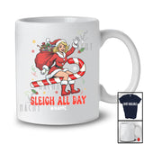 Personalized Custom Name Sleigh All Day; Sarcastic Christmas Adult Santa Woman Riding Candy Canes T-Shirt