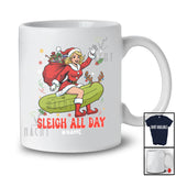 Personalized Custom Name Sleigh All Day; Sarcastic Christmas Adult Santa Woman Riding Pickle T-Shirt