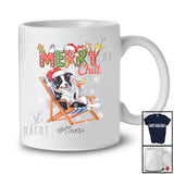Personalized Custom Name Merry And Chill; Lovely Christmas Holiday Vacation Santa Border Collie T-Shirt