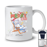 Personalized Custom Name Merry And Chill; Lovely Christmas Holiday Vacation Santa Cat T-Shirt