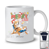 Personalized Custom Name Merry And Chill; Lovely Christmas Holiday Vacation Santa Corgi T-Shirt