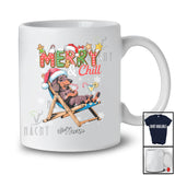 Personalized Custom Name Merry And Chill; Lovely Christmas Holiday Vacation Santa Dachshund T-Shirt