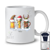 Personalized Custom Name Santa Elf Reindeer Beer Glasses; Cheerful Christmas Drinking Drunker T-Shirt