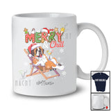 Personalized Custom Name Merry And Chill; Lovely Christmas Holiday Vacation Santa St. Bernard T-Shirt
