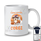 Personalized Custom Name My Human Costume Corgi; Creepy Halloween Moon Animal Witch T-Shirt