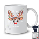 Personalized Custom Name Christmas Reindeer Face; Joyful X-mas Lights Snowing Family T-Shirt