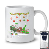 Personalized Custom Name Santa Sleigh T-Rex With Christmas Tree; Joyful Pajama Family T-Shirt