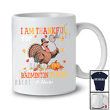 Personalized Custom Name Thankful For Badminton Player; Joyful Thanksgiving Turkey Sport T-Shirt
