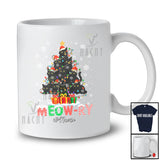 Personalized Custom Name Meow-ry Christmas; Merry X-mas Lights Tree Santa Cat Owner Lover T-Shirt