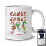 Personalized Custom Name Candy Canes Crew; Merry Christmas Three Leopard Plaid Candy Canes T-Shirt