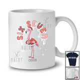 Personalized Custom Name Six Seven; Amusing Christmas Santa Flamingo; X-mas Family Group T-Shirt