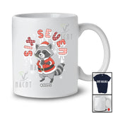 Personalized Custom Name Six Seven; Amusing Christmas Santa Raccoon; X-mas Family Group T-Shirt