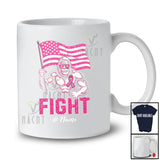 Personalized Custom Name Fight; Proud Breast Cancer Bigfoot Pink Ribbon US Flag; Family T-Shirt