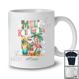 Personalized Custom Name Mele Kalikimaka; Lovely Christmas Hawaiian Flamingo Santa; Surfing Surfer T-Shirt