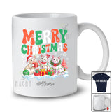 Personalized Custom Name Merry Christmas; Lovely Three X-mas Cat; Snow Pajamas Family T-Shirt