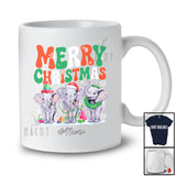 Personalized Custom Name Merry Christmas; Lovely Three X-mas Elephant; Snow Pajamas Family T-Shirt