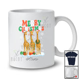 Personalized Custom Name Merry Christmas; Lovely Three X-mas Giraffe; Snow Pajamas Family T-Shirt