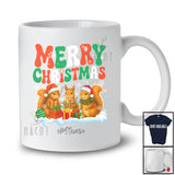 Personalized Custom Name Merry Christmas; Lovely Three X-mas Squirrel; Snow Pajamas Family T-Shirt