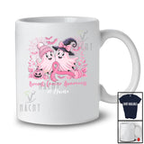 Personalized Custom Name Breast Cancer Awareness; Lovely Pink Ribbon Couple Boo Ghost Witch T-Shirt