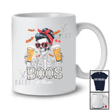 Personalized Custom Name Boos; Horror Halloween Women Skeleton Drinking Beer Drunker T-Shirt