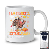 Personalized Custom Name Thankful For Softball Player; Joyful Thanksgiving Turkey Sport T-Shirt