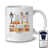 Personalized Custom Name Happy Thanksgiving; Lovely Three Leopard Plaid Chef Tools T-Shirt