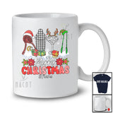 Personalized Custom Name Merry Christmas; Lovely Three Leopard Plaid Santa Elf Bartender Tools T-Shirt