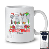 Personalized Custom Name Merry Christmas; Lovely Three Leopard Plaid Santa Elf Chef Tools T-Shirt