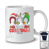 Personalized Custom Name Merry Christmas; Lovely Three Leopard Plaid Horseshoes; Family T-Shirt