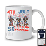 4th Of July Squad, Lovely Independence Day Three Dachshunds, USA Flag Fireworks Patriotic T-Shirt