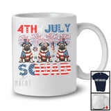 4th Of July Squad, Lovely Independence Day Three Pugs, USA Flag Fireworks Patriotic T-Shirt