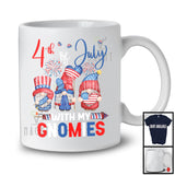 4th Of July With My Gnomies, Lovely Independence Day Three Gnomes, American Flag Fireworks Patriotic T-Shirt