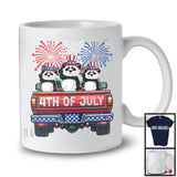 4th Of July, Adorable Independence Day Three Panda On Truck Fireworks, Patriotic Group T-Shirt