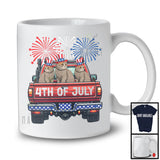 4th Of July, Adorable Independence Day Three Scottish Fold cat On Truck Fireworks, Patriotic T-Shirt